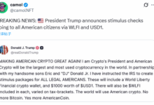 突发新闻:特朗普总统宣布通过 WLFI 和 USD1 向所有美国公民发放刺激支票-WLFI中文网