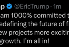 Eric Trump发文表示1000%致力于@worldlibertyfi，现在呢？-WLFI中文网